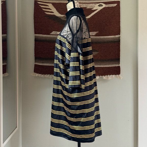 The Ragged Priest Velour Stripe GUTTED Mesh Panel T-Shirt Dress - Picture 5 of 12